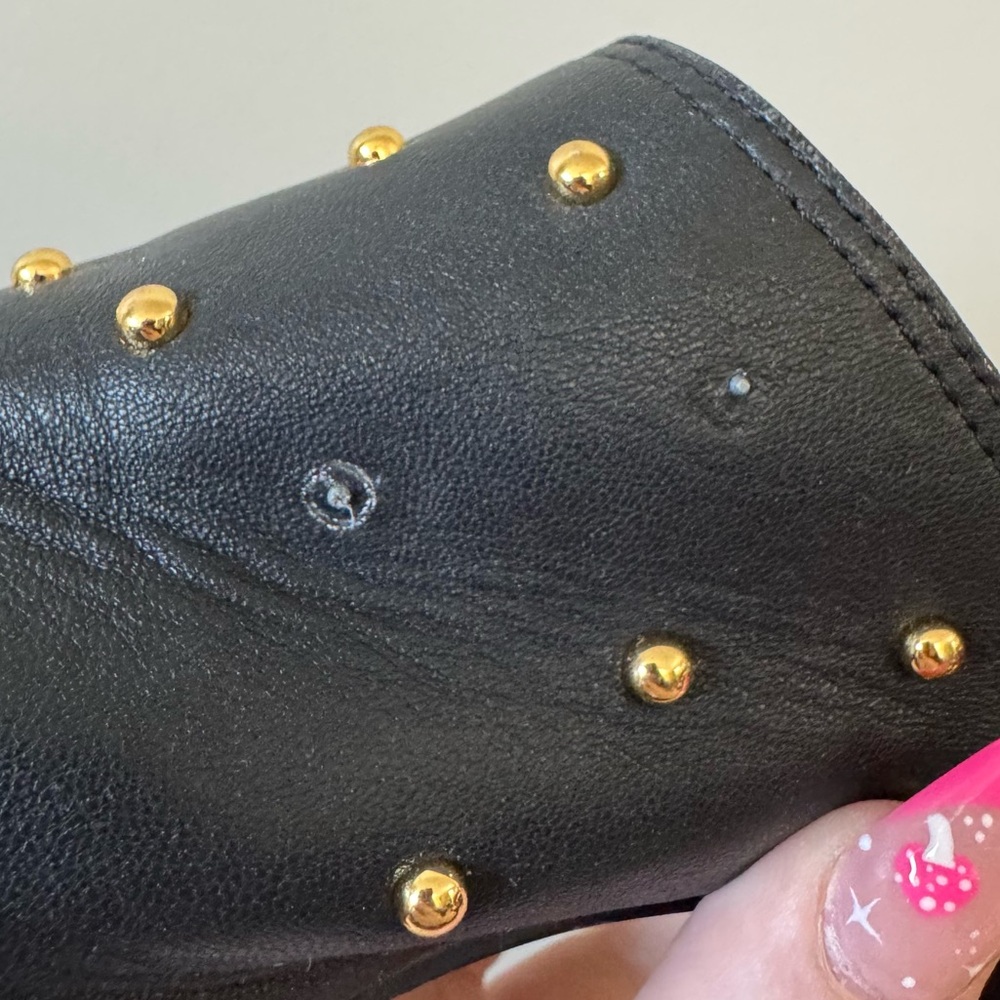 See By Chloe Gold studded black leather Mule slip on flats - missing studs - Picture 6 of 13